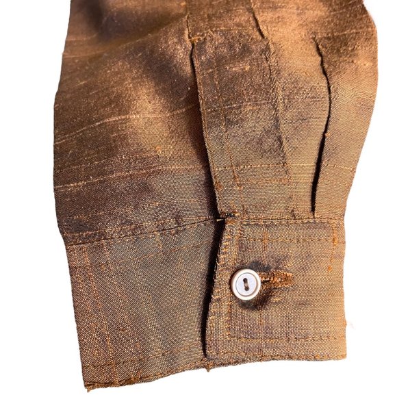 56% Silk Lace Beaded Jacket S Coldwater Creek Bronze Floral Metallic Button-up - Picture 12 of 16